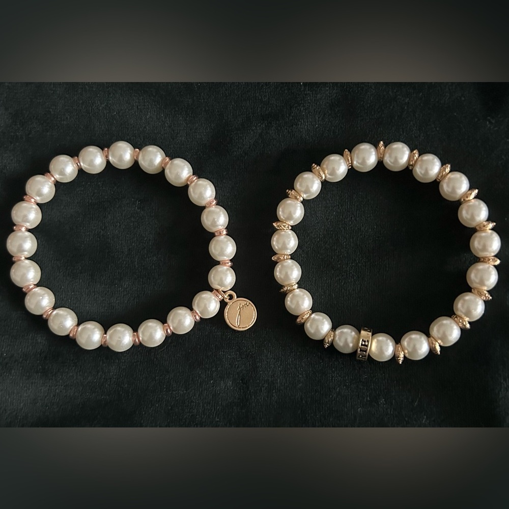 Jane Marie Pearl and Gold Accent Bracelets, Set of 2